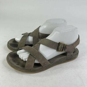 Chaco Women's Wayfarer Leather Sandals US 9 Gray Open Toe Slingback flat sandals